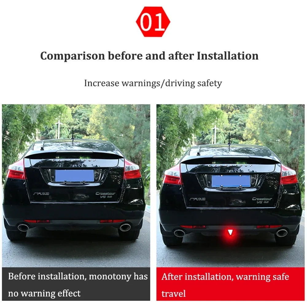 LED Car Flash Tail Brake Light 12V Rear Bumper Strobe Lamp Flowing Triangle Taillight For Auto Truck Pickup Motorbike Waterproof