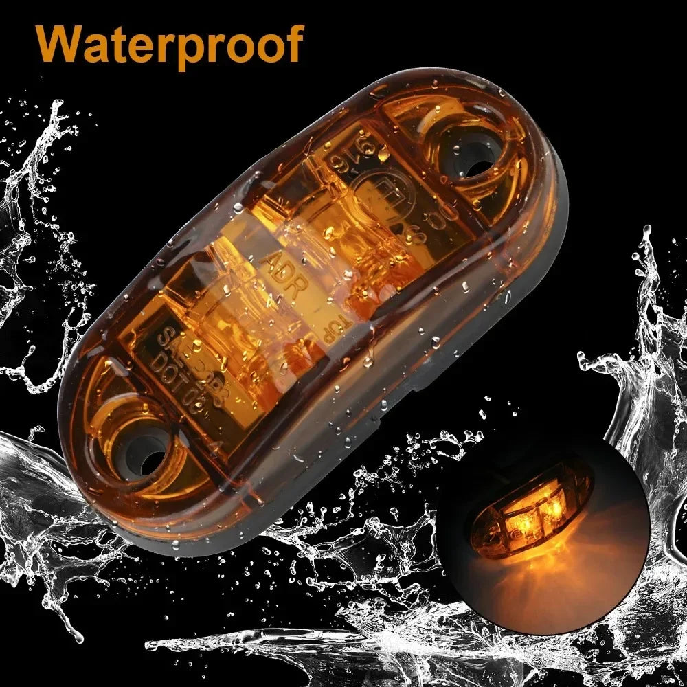 2PCS 12V/24V Truck  Side Marker Warning Light Daytime Running lights DRL LED Lamps LEDs Lights Diode Light for Trailer