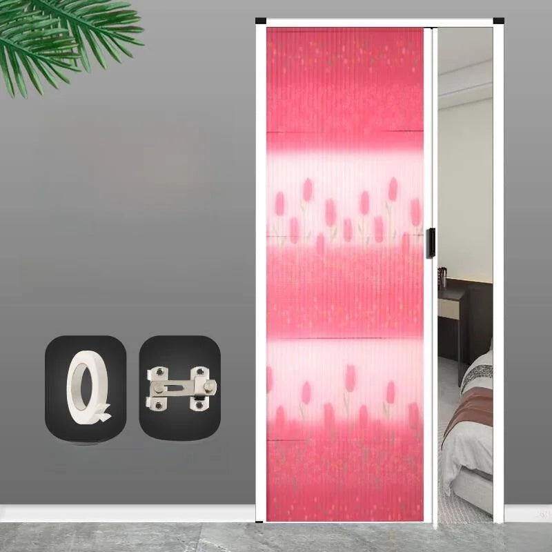 Invisible Mosquito-Proof Aluminum Alloy Sliding Door Curtain Home Entrance Screen Door Retractable Window Mesh Curtain