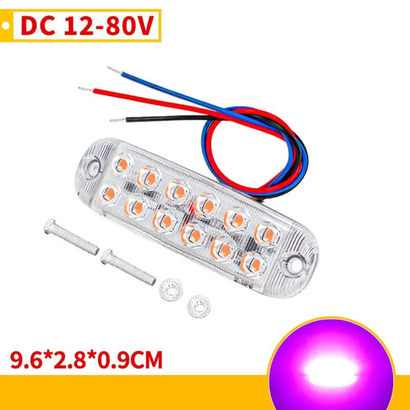 1Pc 12 LED Clearance Lights LED Flashing Warning Light 12V-80V RVs Trailer Car Truck Signal Lamp Indicator Light Traffic Lights