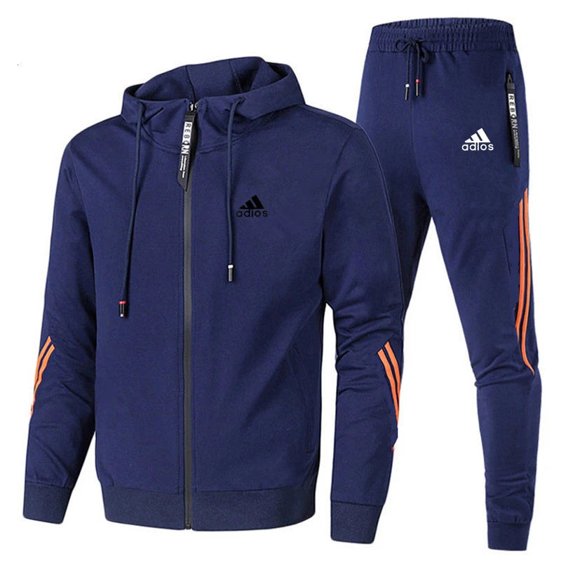 Spring Autumn Men Tracksuits Sets Long Sleeve Hoodie+Jogging Trousers 2 Piece Fitness Running Suits Sportswear Casual Clothing