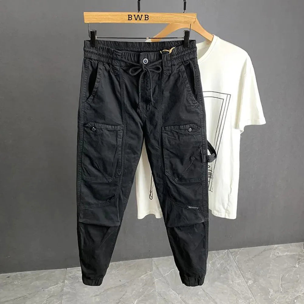 Mens Trousers Summer Cargo Pants Retro Streetwear Pockets Jogger Pants Casual Harem Trendy Fit Daily Thin Men's Clothes 2024