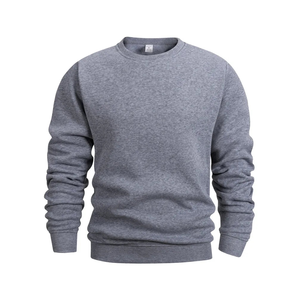 Men's Fleece Warm Hoodies Solid Crew Neck Sweatshirt - Fashion Casual Long Sleeve Pullover for Daily Wear & Outdoor Activities