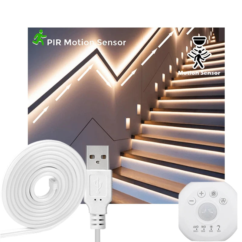 USB Motion Sensor LED Strip, Motion Activated Light with Chase Effect for Stairs, Under Bed and Cabinet