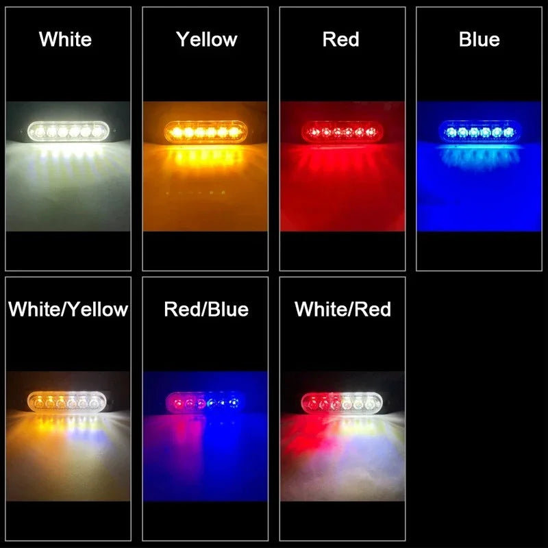 1x Truck 12V 24V 6smd LED Strobe Warning Light Strobe Grille Flashing Lightbar Car Beacon Lamp Amber Yellow White Traffic Light