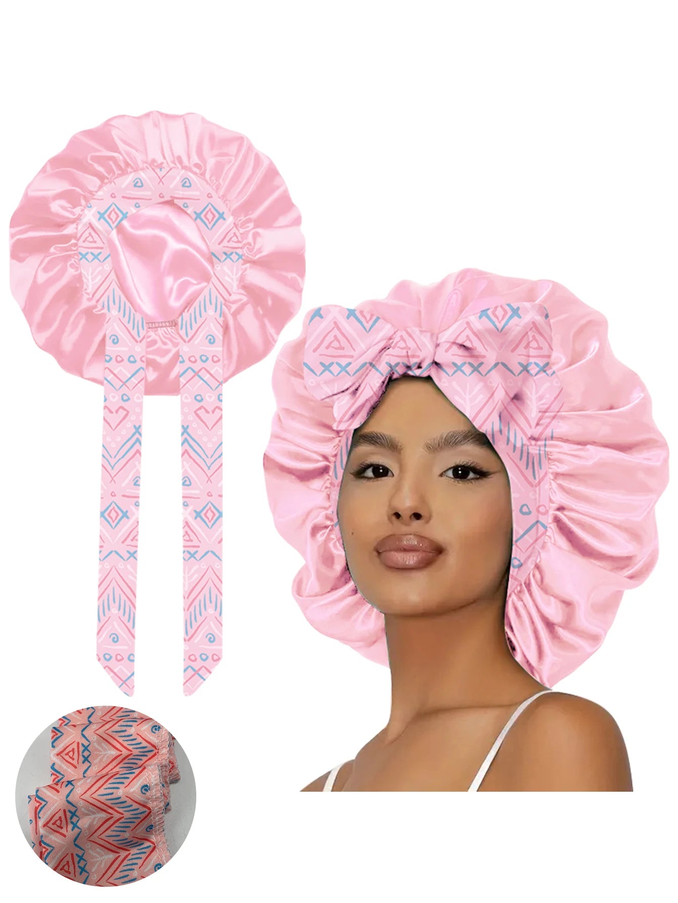 1pc  Satin bonnet with tie for women  Soft Silky Hair Care for Night Use Single Piece Stylish Hair Accessory
