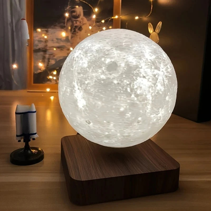 Levitating Moon Lamp, Magnetic Floating Moon Lamp Spinning Luna Night Light with 3 Color Modes for Home Office Desk Decor