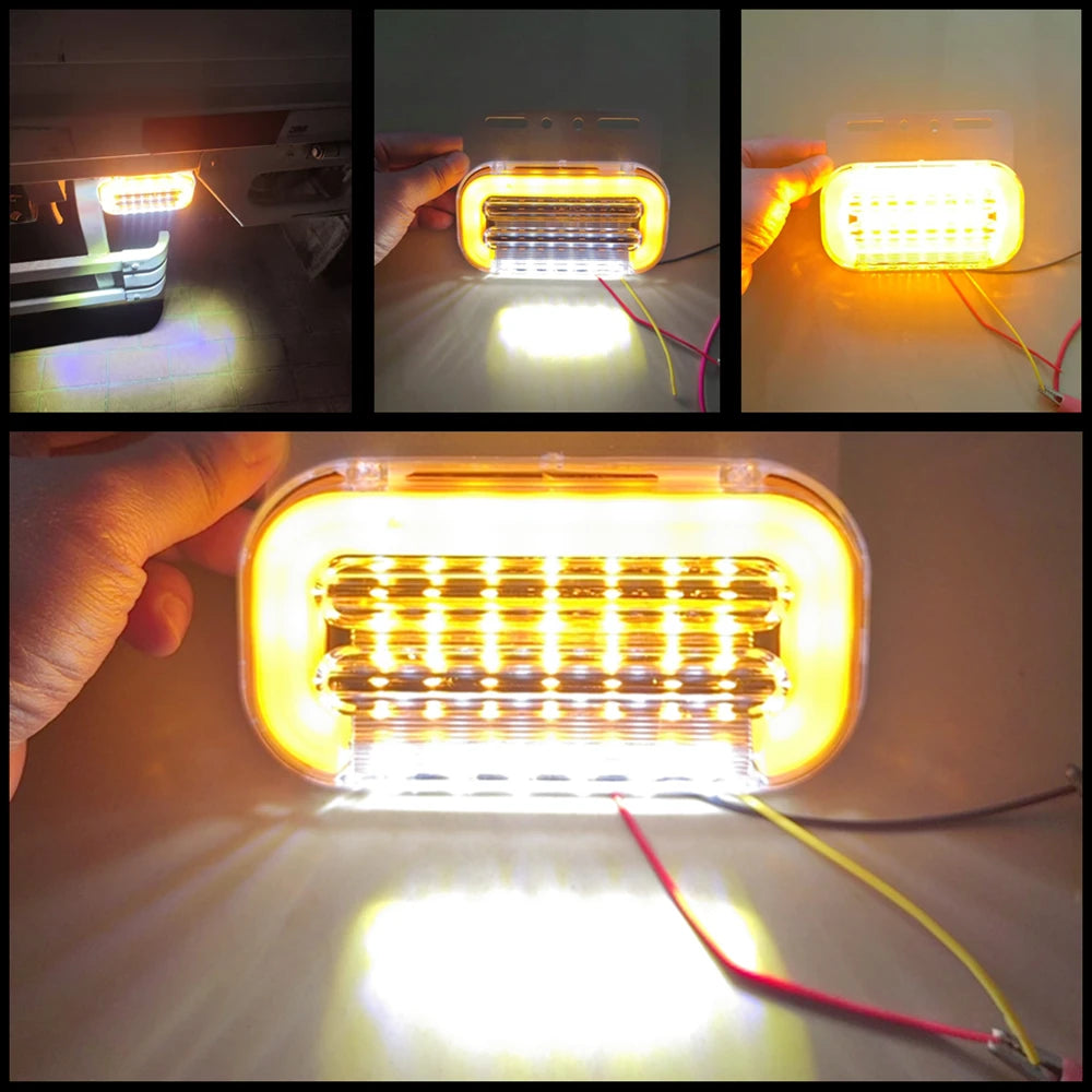 4Pcs 12V 24V Cargo Light Truck Sidelight LED Side Marker Parking Lights For Trailer Clearance Lamp Dynamic Turn Signal