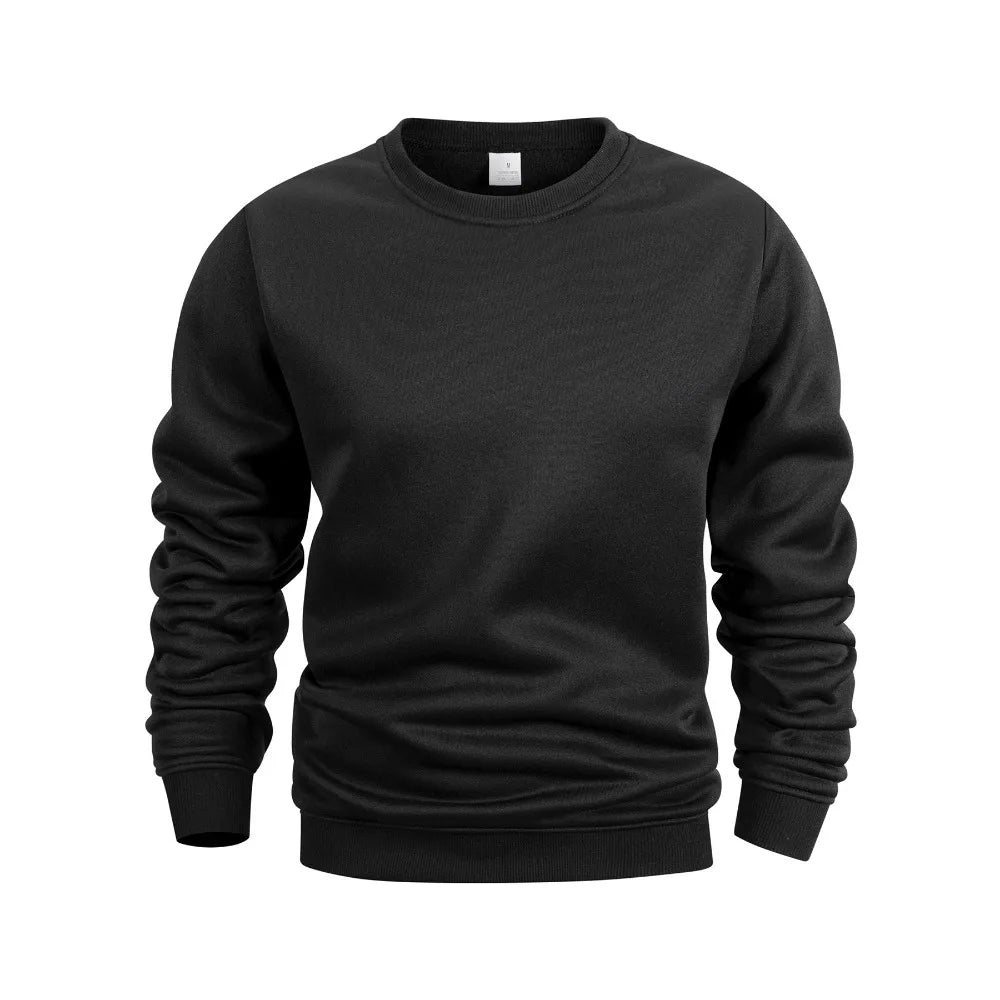 Men's Fleece Warm Hoodies Solid Crew Neck Sweatshirt - Fashion Casual Long Sleeve Pullover for Daily Wear & Outdoor Activities