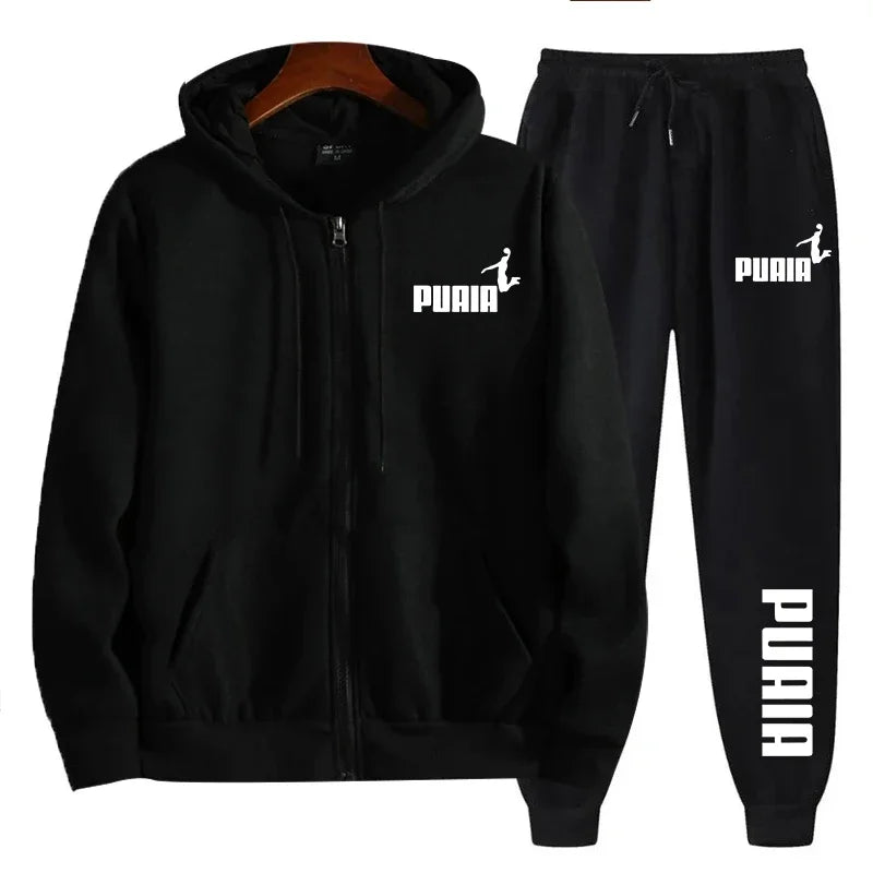 New in Women Tracksuit Trend Printing Hooded Sweatshirts Pants 2Pcs Set Casual Zipper Overcoat Suit Daily Clothing Autumn Winter