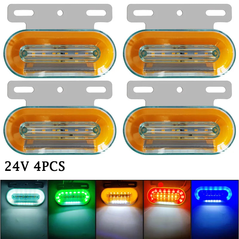 4pcs 24V LED Marker Lights Trailer Camion Clearance Lights for Volvo Truck Side Lights Cargo Lamp Lorry Tractor Turn Signals