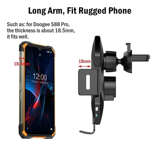 15W Fast Car Wireless Charging Stand for Ulefone Armor 25T 27T Pro/27 Pro/17 Pro/23 Ultra/11 12 Rugged Phone Holder Car-Charger