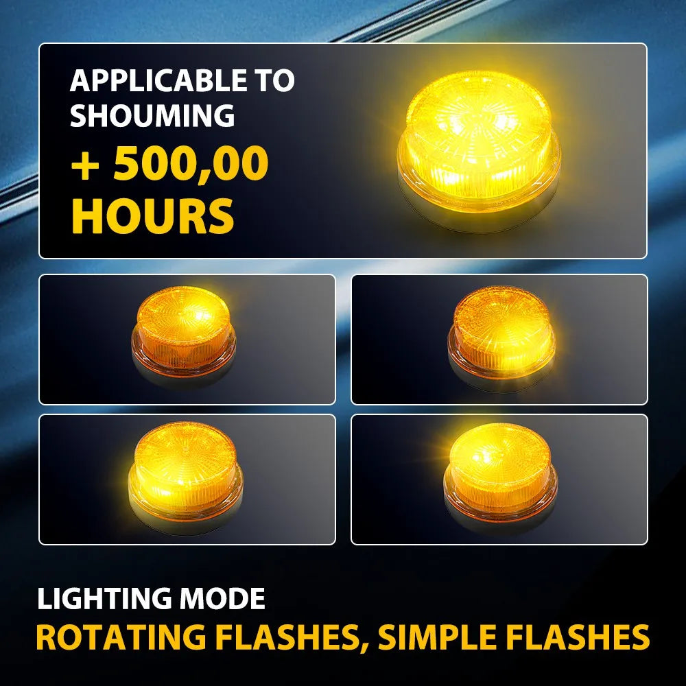 2Pcs Amber Strobe Lights Lamp For Truck Loader Tractor Vaz Bus Manipulator Rotating / Simple Flashes 12V 24V IP68 Waterproof