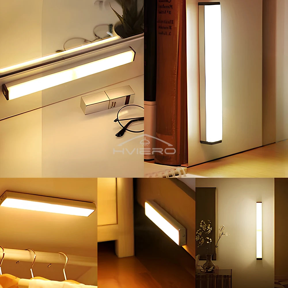 Motion Sensor Night Lights Wireless LED Lamp USB Rechargeable Magnetic For Wardrobe Room Closet Kitchen Aisle Tube Detector Bulb