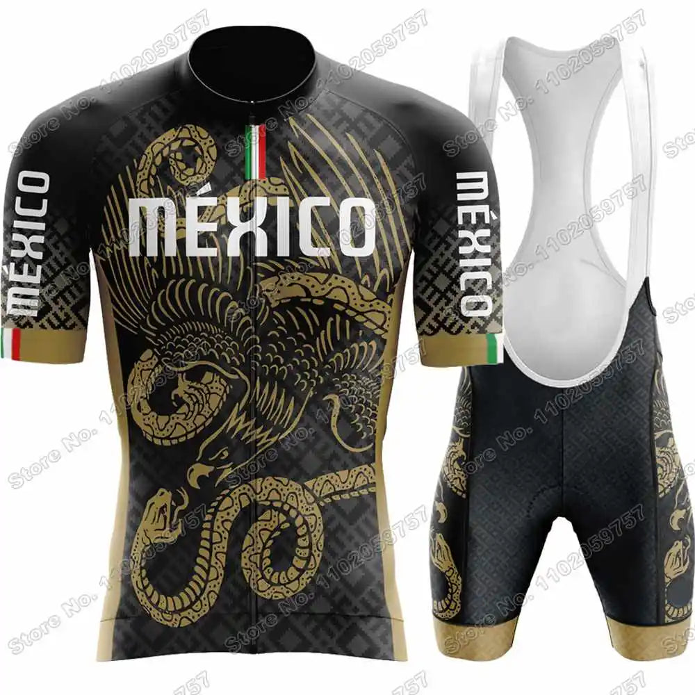 2026 Mexico Cycling Jersey Set The United Mexican States Cycling Clothing Mexican national emblem Eagle and Snake Road Bike Suit