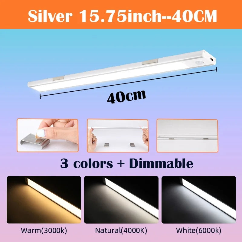 LED Lights Motion Sensor Cabinet Lights Dimmable Touch LED Night Light Rechargeable Tube Light 3 Colors Night Lamp For Kids Gift