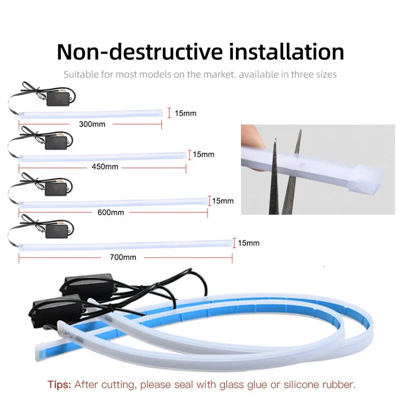 24V Truck Daytime Running Lights LED Turn Signal Light Flowing Yellow Light Start Dynamic Scan DRL Waterproof Truck Headlight