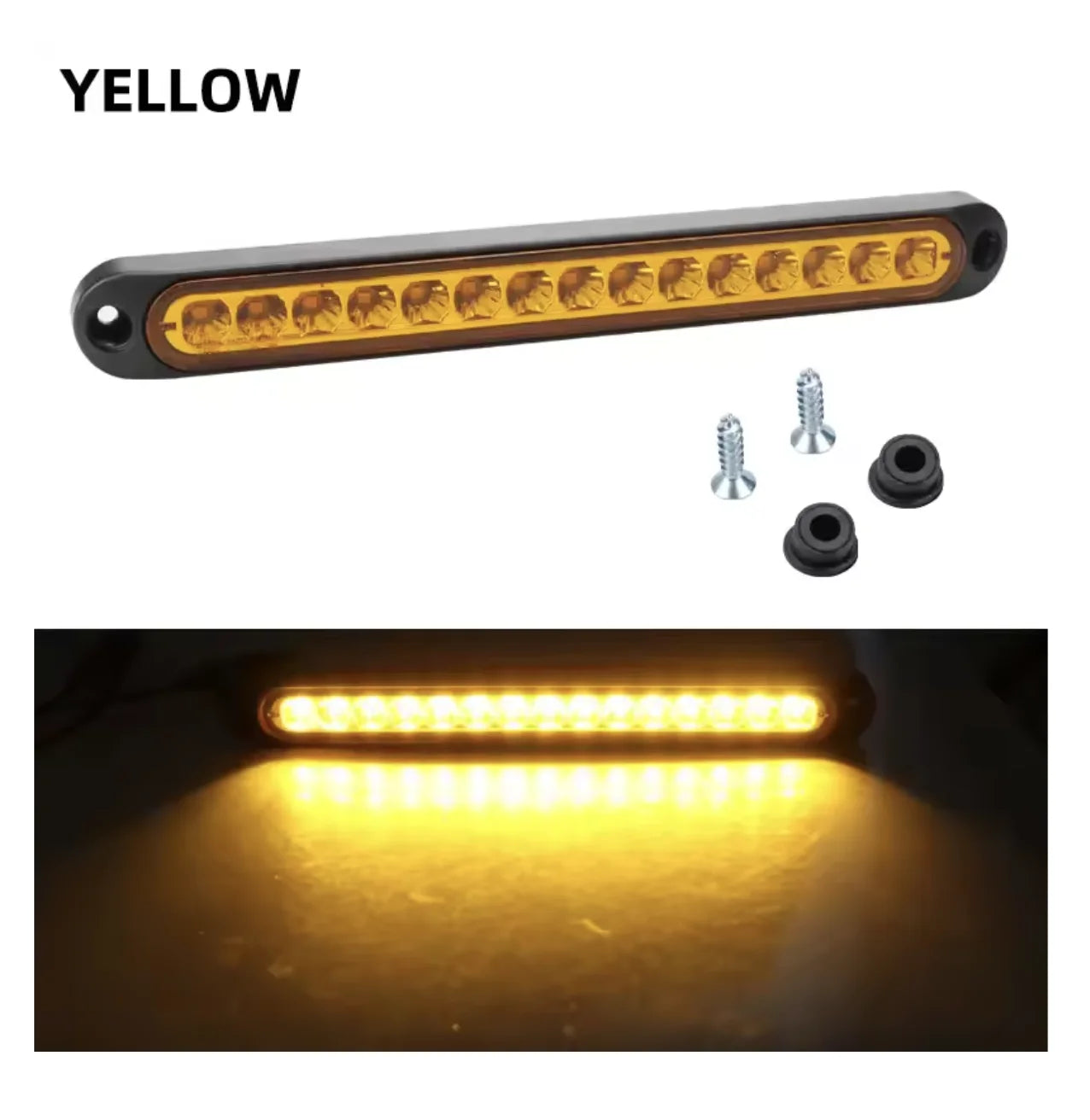 Car Light Bar 15-LED, Multi-Function Brake/Signal/Side Marker/Turn Warning Rear Light for Truck SUV RV 12V/24V