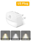 Motion Sensor EU US Socket Plug in LED Night Light 220V 110V Human Infrared Induction Lamp for Bedroom Stairs Cabinet Corridor