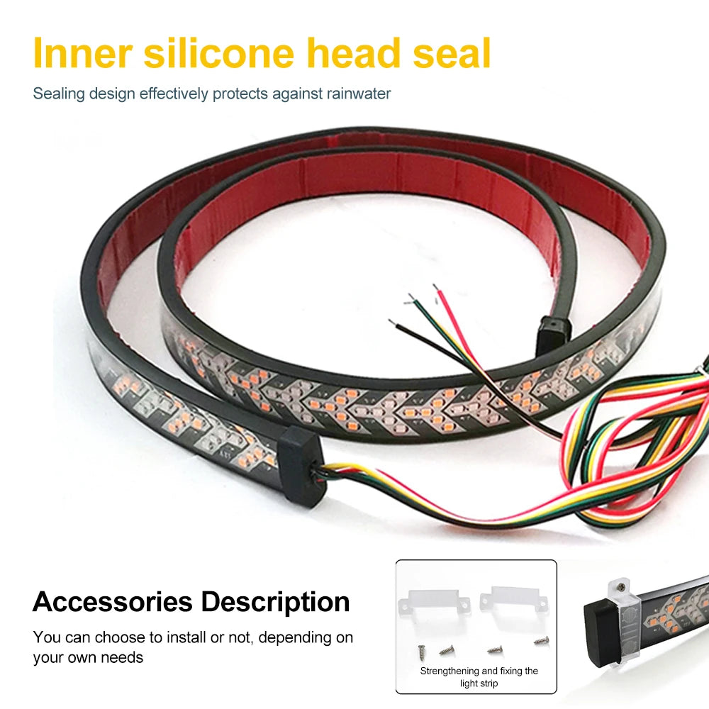 Car Truck LED Tailgate light Strip Turn Signal Lamp Flowing Dynamic Warning Brake Reverse Tail light Bar For Pickup Jeep 12-24V