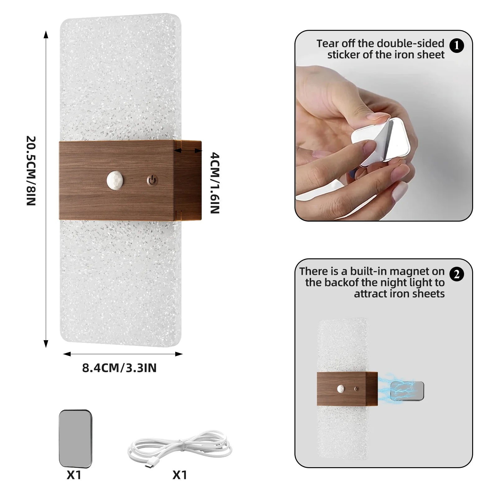 LED Motion Sensor Atmosphere Night Light with Charging Function, Magnetic Suction, No Wiring, Acrylic Decorative Wall Lamp