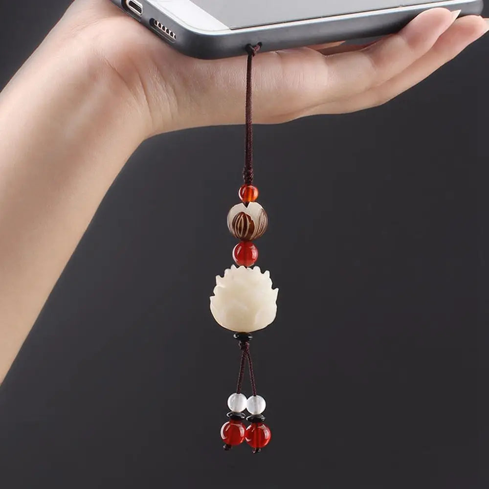 Strap Phone Accessories Chinese Style Phone Lanyard Bodhi Lotus Flower Keychain Bag Pendant Cell Phone Lanyard