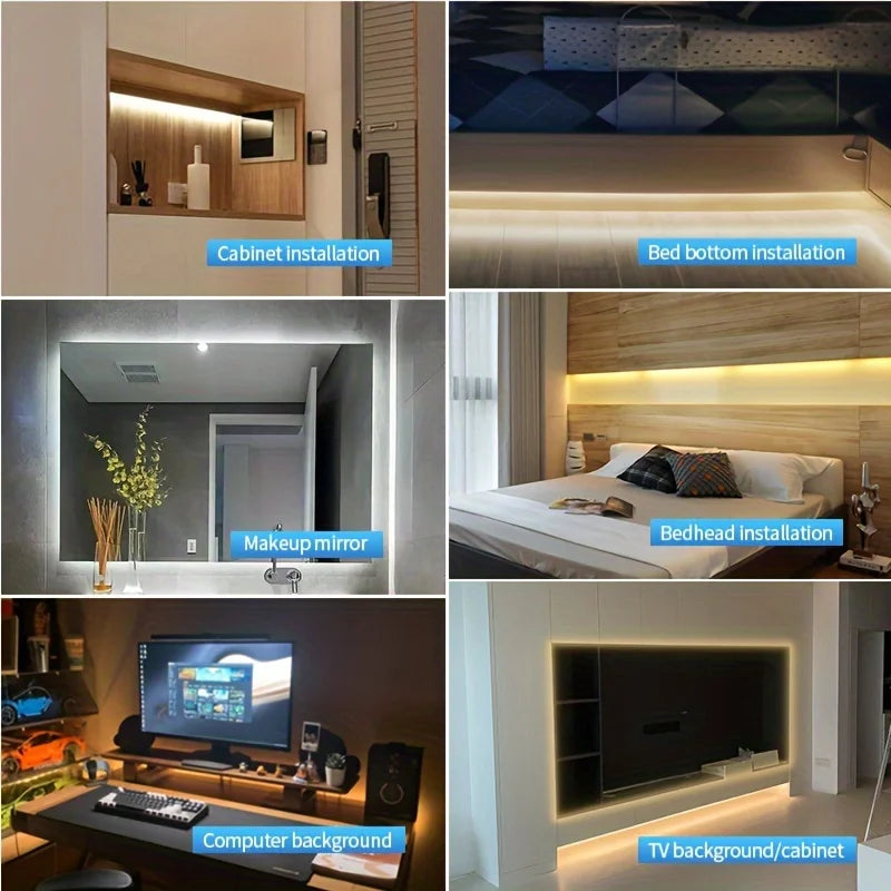 Motion Sensor USB COB LED Lights Strip 5V Dimmable 320LED/m Flexible Cabinet Kitchen Wardrobe TV Backlight LED Tape Lighting