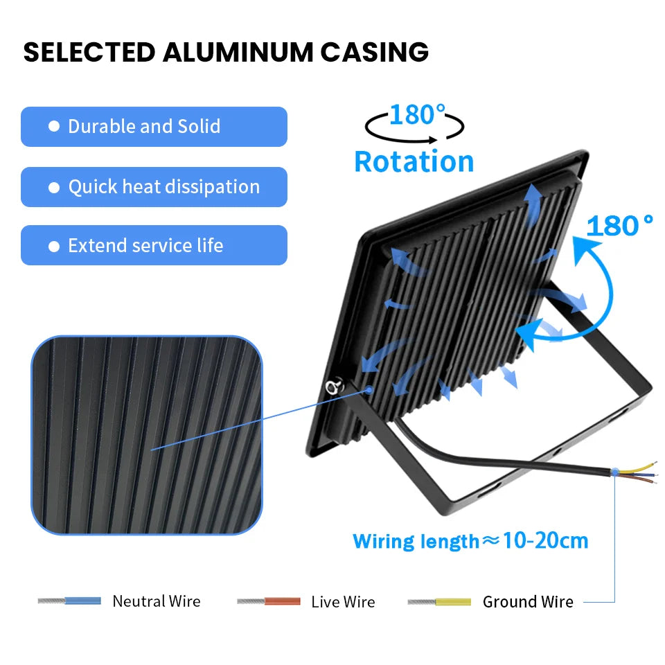 LED PIR Motion Sensor/ NO Sensor Floodlight Wall Light Outdoor 3 Color AC220V IP66 Waterproof LED Spotlight Reflector For Garden