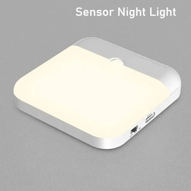 Motion Sensor Light Led Usb TYPE-C Charging Square Lamp for Bedroom Kitchen Stair Hallway Wardrobe Cupboard Lighting Night Light