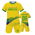 Custom Brazil Soccer Jersey for Kids Personalized Football Kit with Printed Name Number Youth Boys Girls Team Uniform 3-14Y