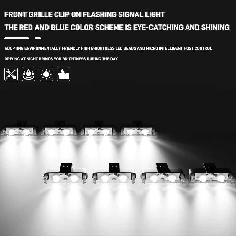 8 in 1 LED Emergency Strobe Lights For Truck Vehicle Warning Flashing Caution Light Grilles DRL Police Wireless Remote Control