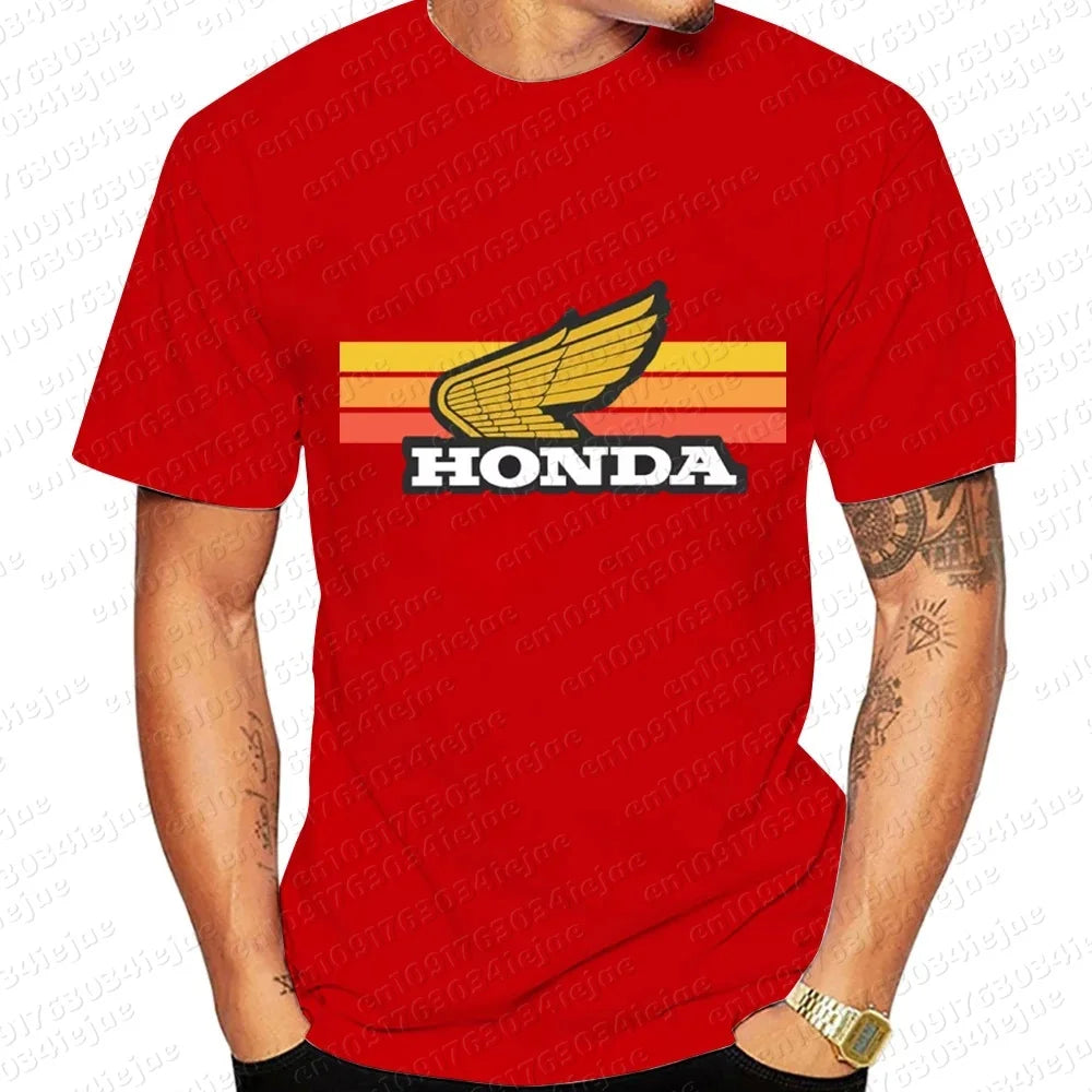 Honda Sunset Retro Men's T-shirt Summer Short-Sleeve Women's T-shirt 2025 New Fashionable 100% Cotton Couple Motorcycle Top
