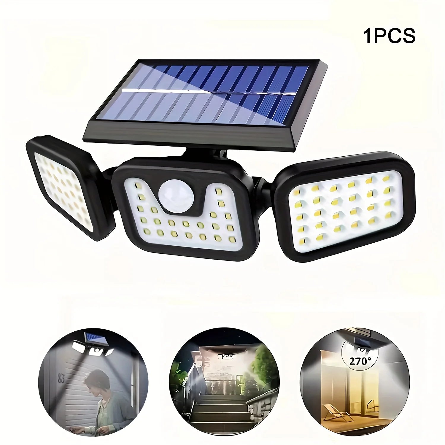 74 LED Solar Motion Sensor Light Outdoor Wall Front Door Yard Garage Pathway Christmas Lighting 3 Brightness Modes Solar Powered