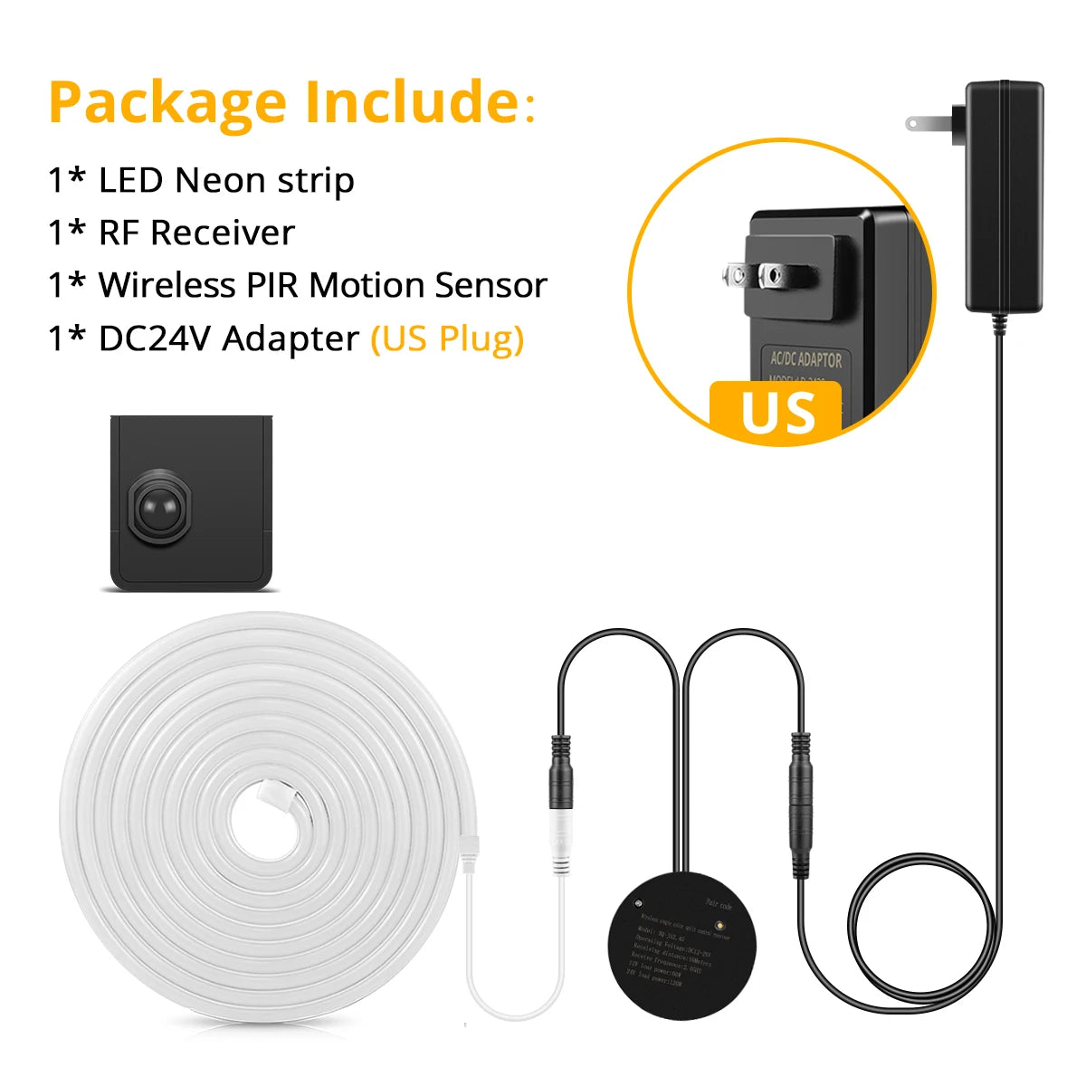 Motion Touch Sensor Neon LED Lights Wireless ON/OFF Smart Switch LED Strip Night Light AC110v 220v to dc 24V LED Stair Lights