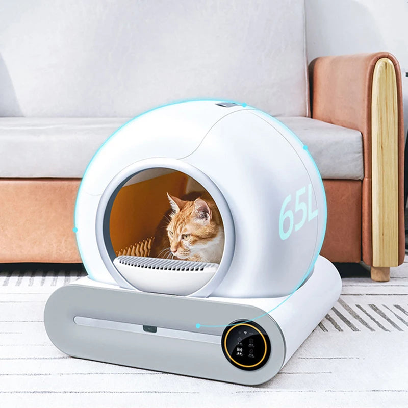 Cat Litter Box 65L Intelligent Cat Toilet Fully Automatic Cleaning Closed Drum Electric Cat Toilet