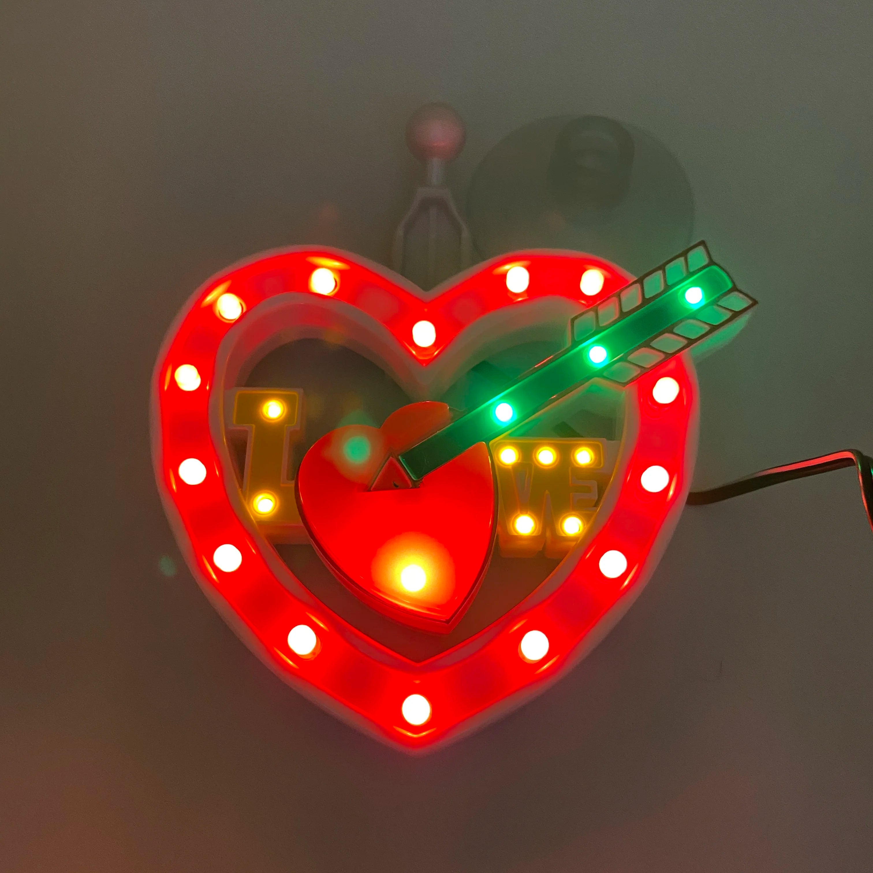 Truck warning  flashing 12V LED Atmosphere Flickering Strobe Heart Light RGB Colorful Lamp Christmas Interior Decor Lamps