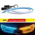 24V Truck Daytime Running Lights LED Turn Signal Light Flowing Yellow Light Start Dynamic Scan DRL Waterproof Truck Headlight