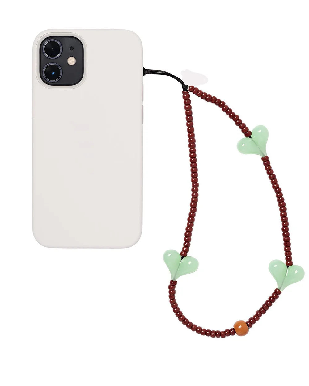 KKBEAD Kpop Black Matte Beads Phone Charm Pink Heart Strap Jewelry Korean Stars Phone Chains Lanyard Cellphone Accessories