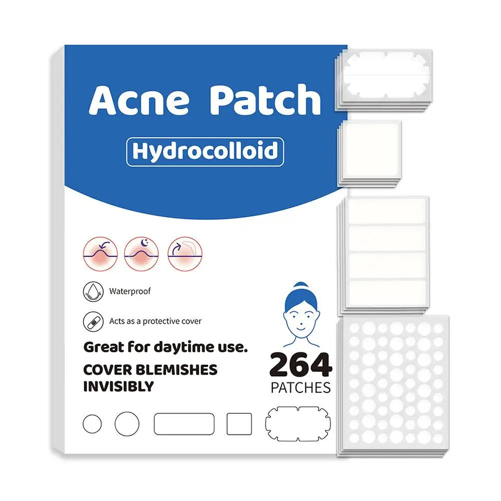 Hydrocolloid Acne Patches Pimple Patches for Face 264pcs Round Shape Spot Stickers Zit Covers for Women