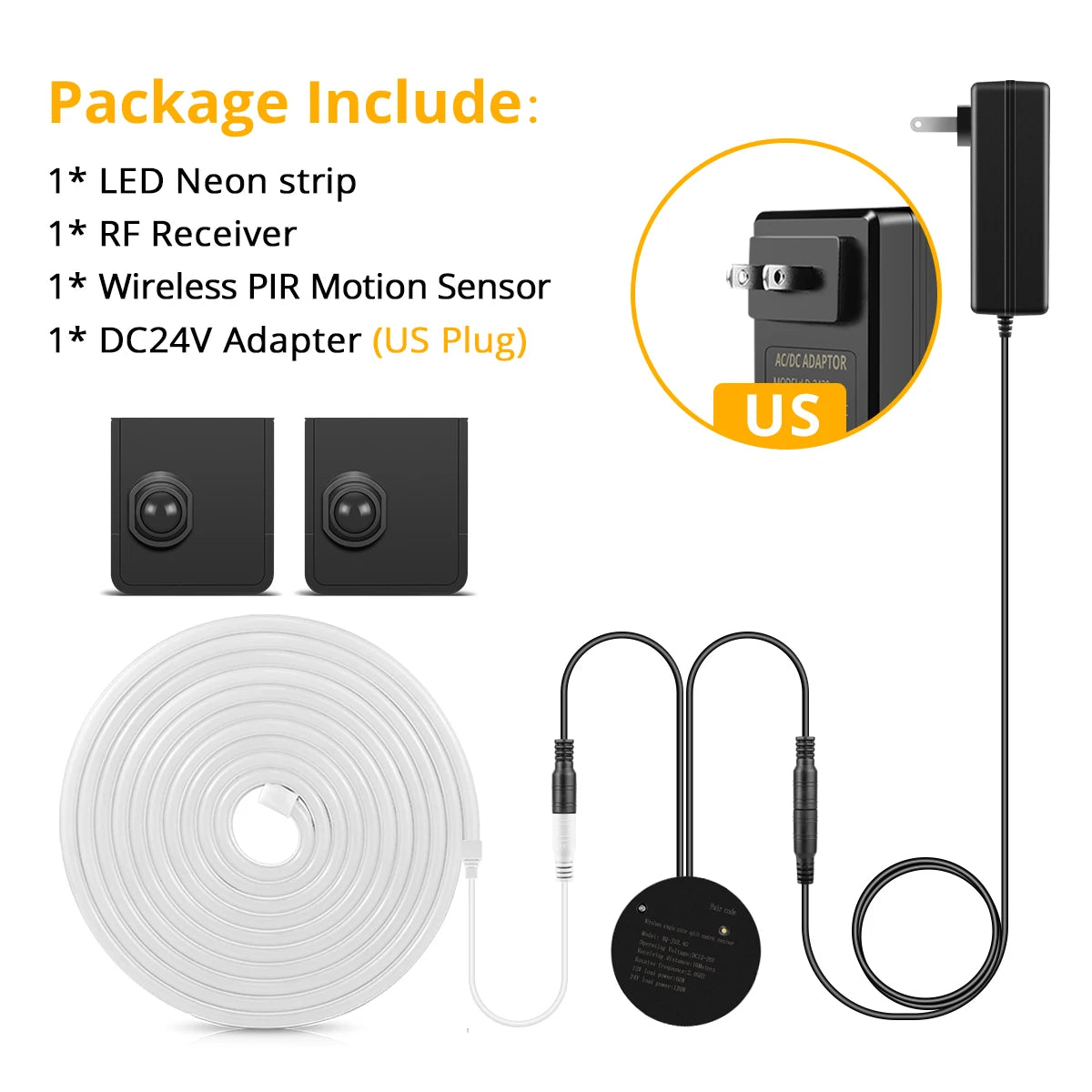 Motion Touch Sensor Neon LED Lights Wireless ON/OFF Smart Switch LED Strip Night Light AC110v 220v to dc 24V LED Stair Lights