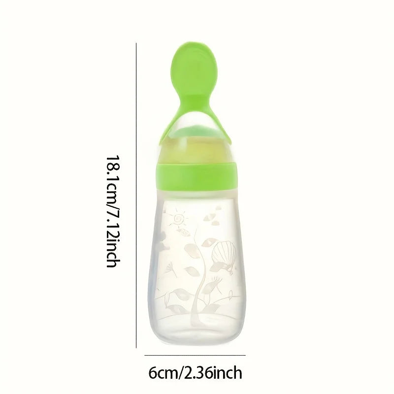 Baby Food Feeding Spoon Bottle ,Squeeze Silicone Feeder Bottle with Spoon for Babies Infants Toddler