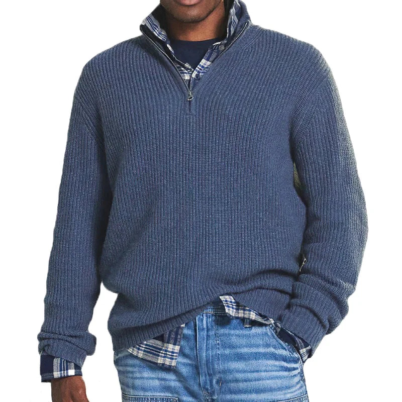 Men's Half-Zip V-Neck Casual Pullover