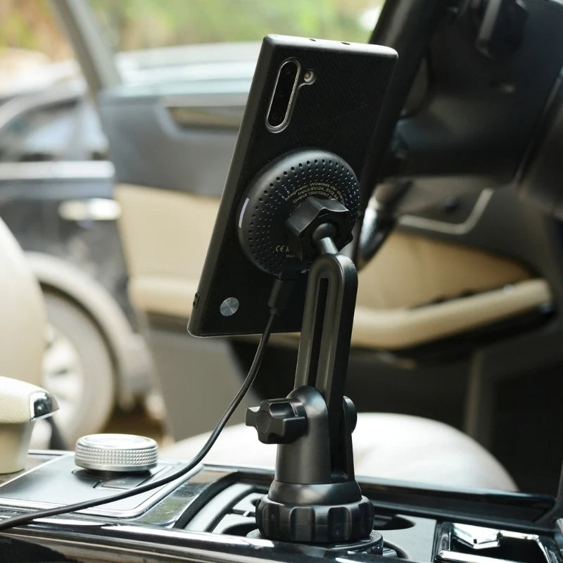 15W Magnetic Wireless Car Mount For MagSafe Cup Holder Car Phone Mount For IOS Phone 12/13/14
