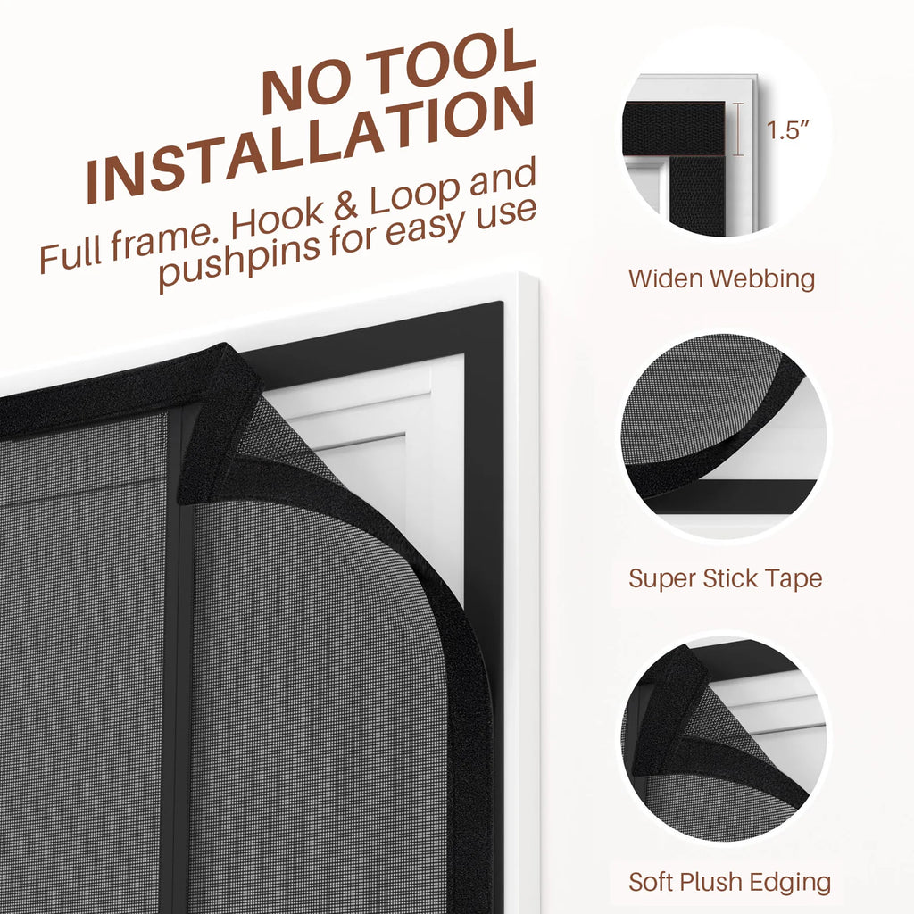 Magnetic Screen Doors for Sliding Doors Double-Sided Opening Screen Reinforced Mesh with Strong Magnets for French Patio Doors