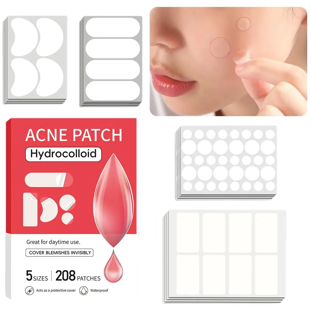 Large Pimple Patches for Face, Big Hydrocolloid Acne Patches for Body, Forehead, Chin, Zit Breakouts (Strip, Contoured, Dots)