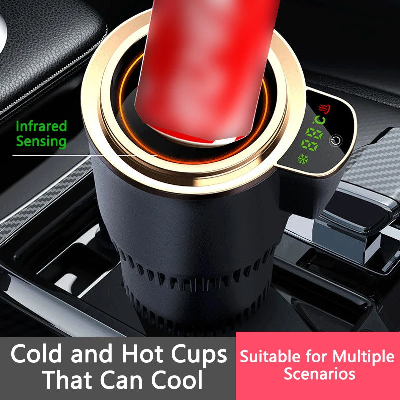 2 in 1 Smart Car Home Thermo Electric Cup Fast Cooling Heating Drink Warmer Cooler Large Screen Big Buttons 12V Plug and Play