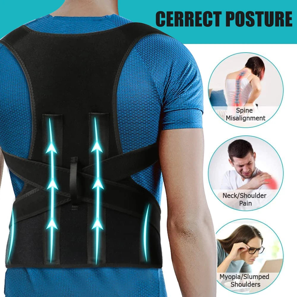 Posture Corrector Back Brace for Men and Women, Adjustable Full Back Support for Posture Improvement