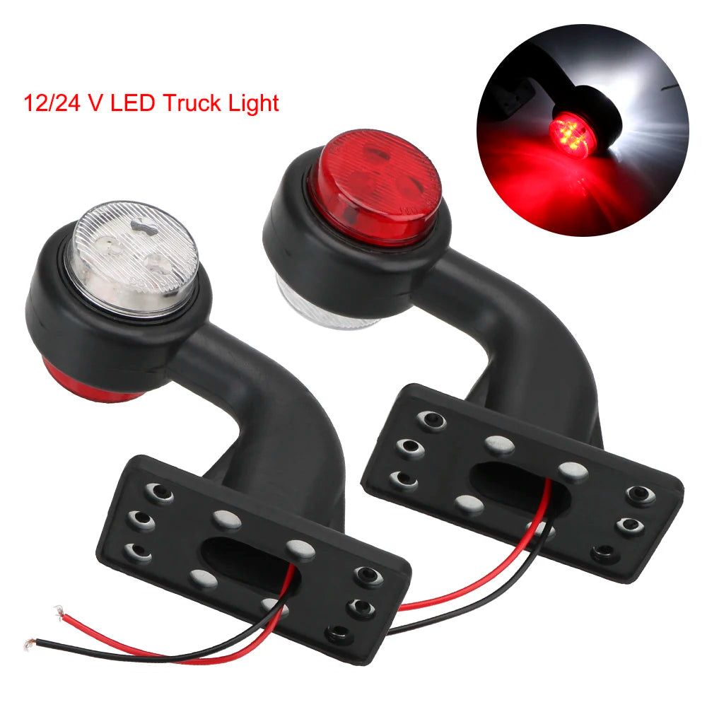 Truck Lamp 12/24V LED Side Marker Light Indicator Lamp Car-styling Red White Tail Light Assembly 2Pcs/set