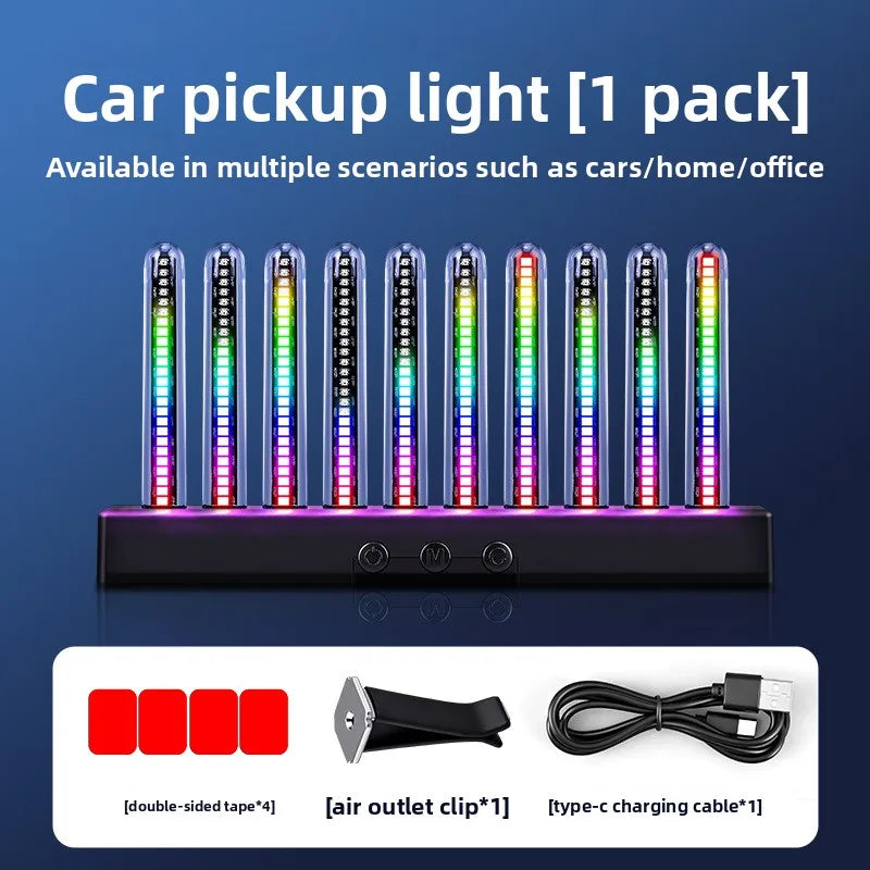 RGB Music Rhythm Light Sound Activated LED Equalizer Pickup Light for Car Desktop E-Sports Room Ambient Decor