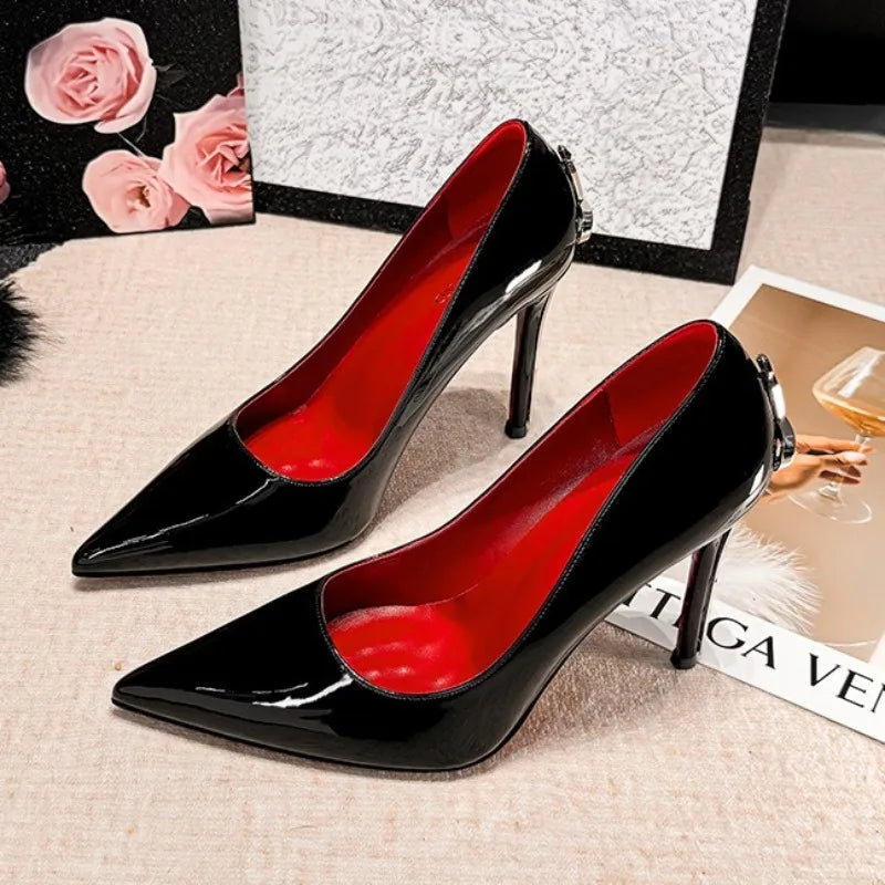 2026 New Women's Shoes Luxury Metal Decoration Pointed Tip High Heels for Woman French Casual Shoes Designer Shoes Zapatos Mujer